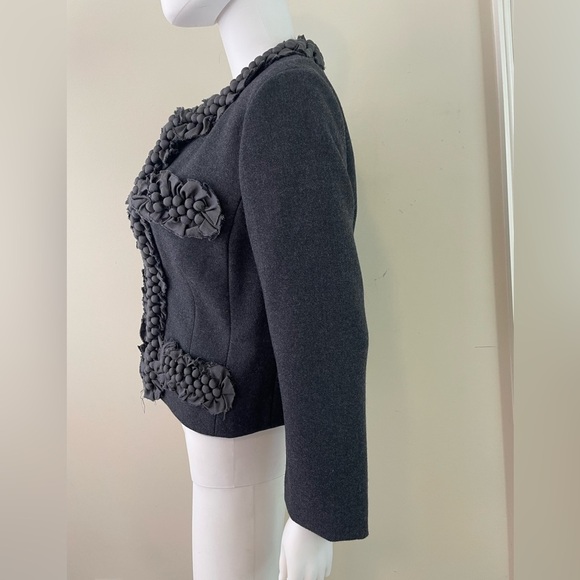 J Crew Womens Wool Blazer Sz 8 Embellished Cropped Modern Office CEO Lady Jacket - Picture 6 of 16